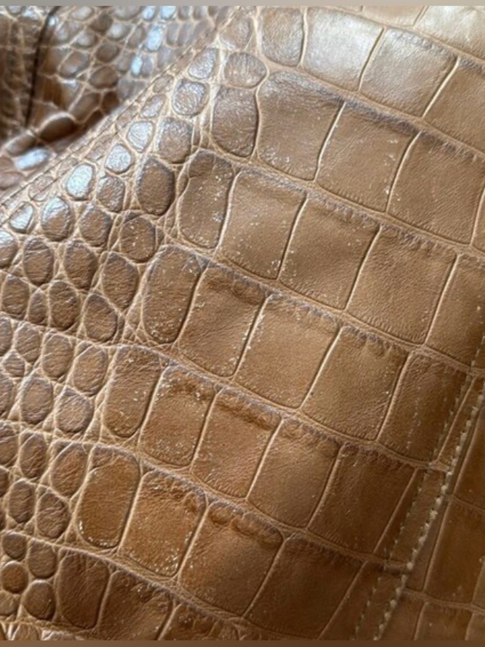 RALPH LAUREN COLLECTION BREANNA CROCODILE LEATHER JACKET IN TOFFEE - Picture 12 of 15